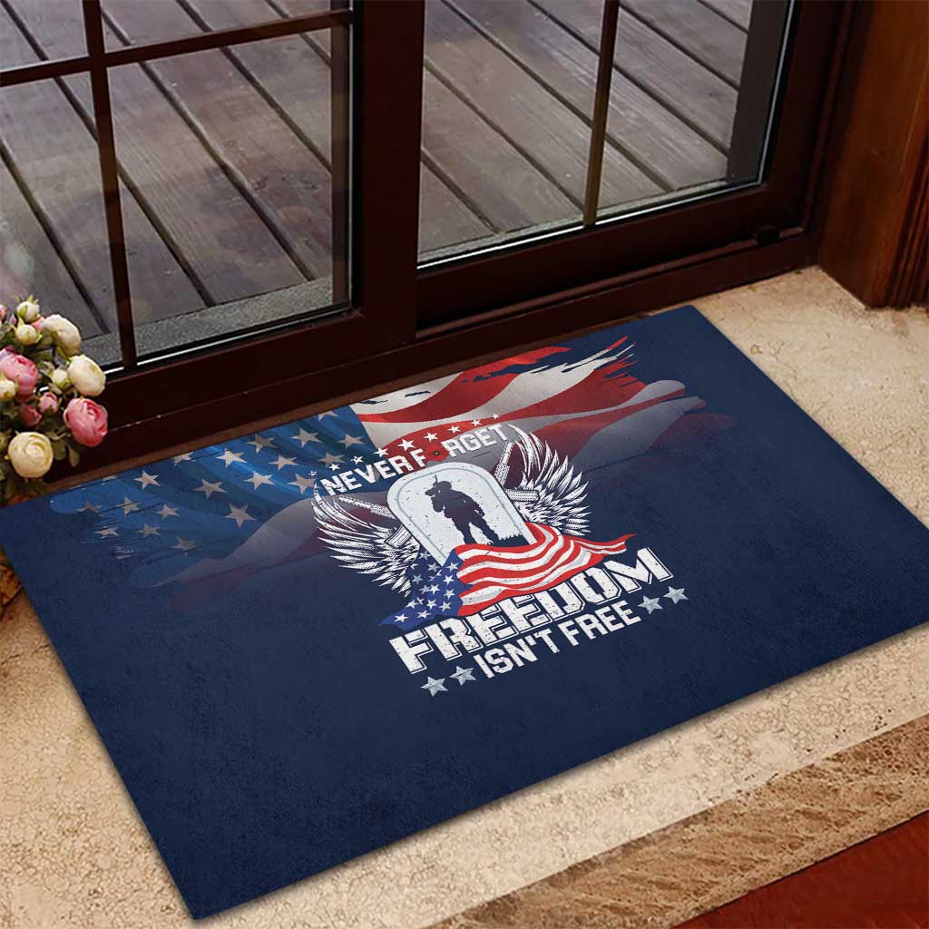 Never Forget Freedom American Memorial Day Rubber Doormat