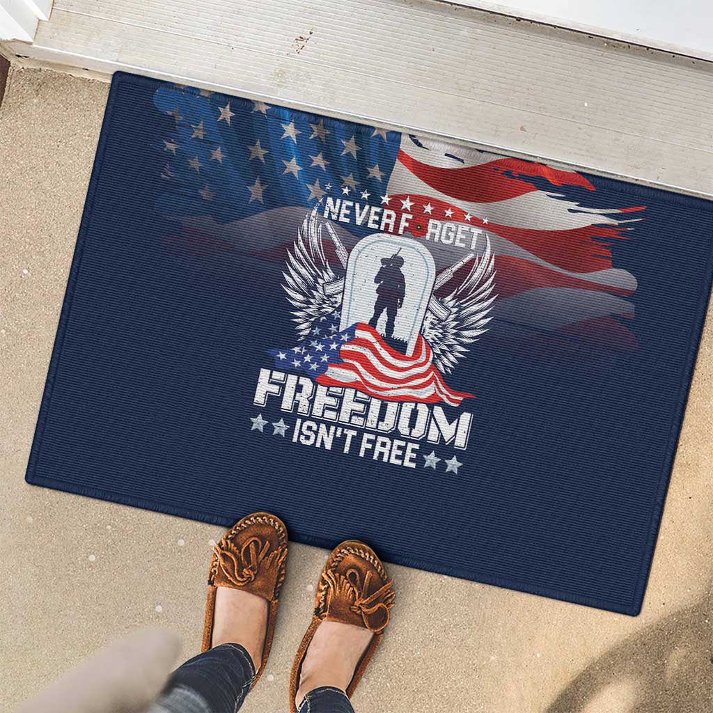 Never Forget Freedom American Memorial Day Rubber Doormat