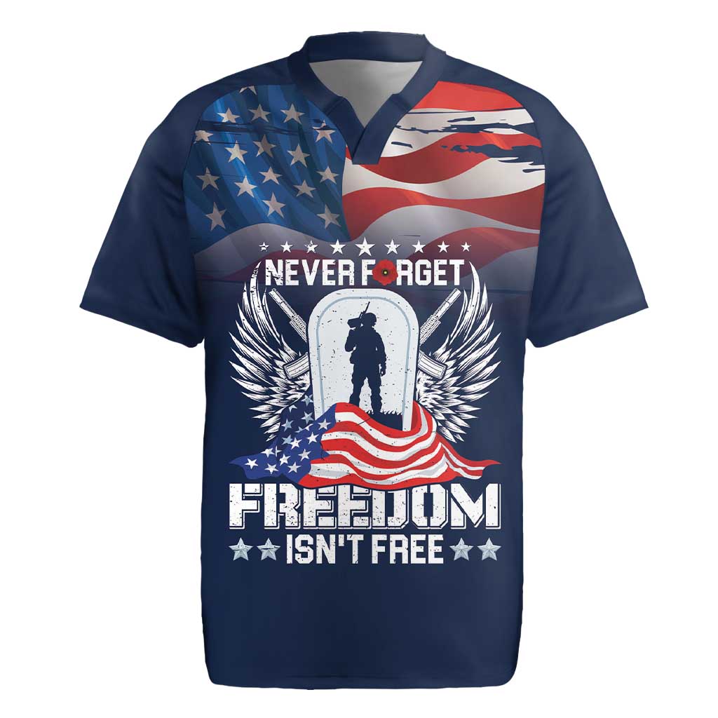 Never Forget Freedom American Memorial Day Personalized Rugby Jersey