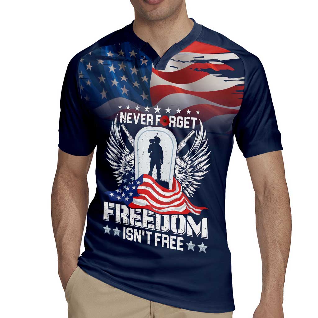 Never Forget Freedom American Memorial Day Personalized Rugby Jersey