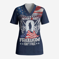 Never Forget Freedom American Memorial Day Personalized Scrub Top