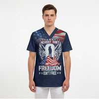 Never Forget Freedom American Memorial Day Personalized Scrub Top