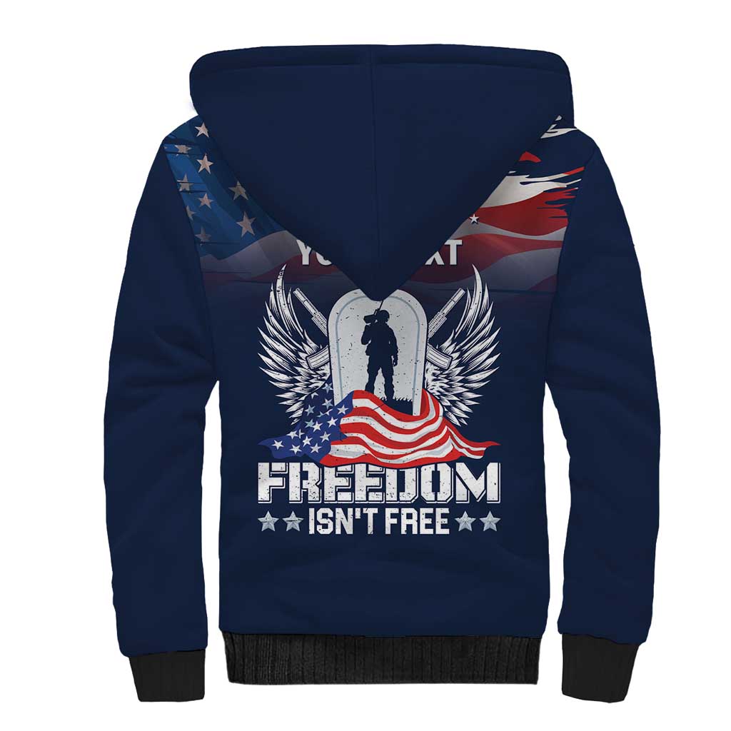 Never Forget Freedom American Memorial Day Personalized Sherpa Hoodie