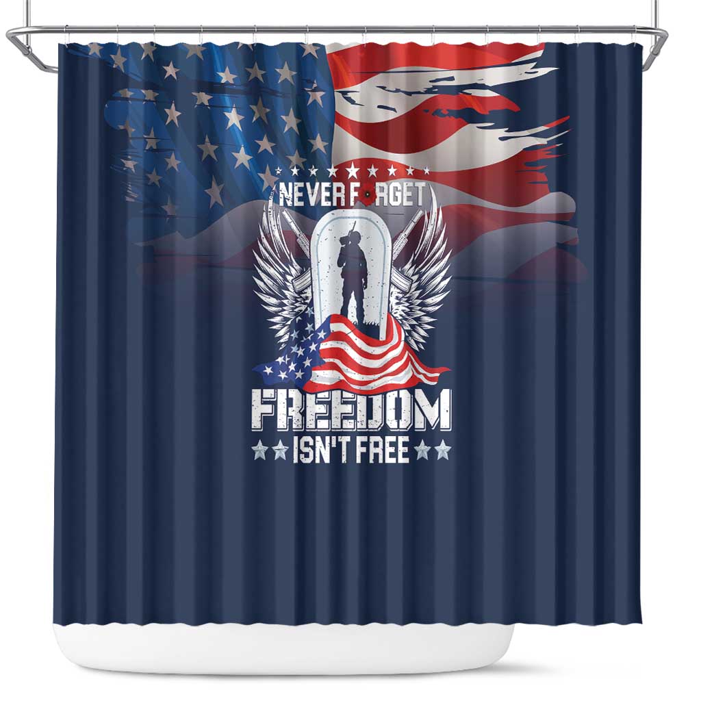 Never Forget Freedom American Memorial Day Shower Curtain