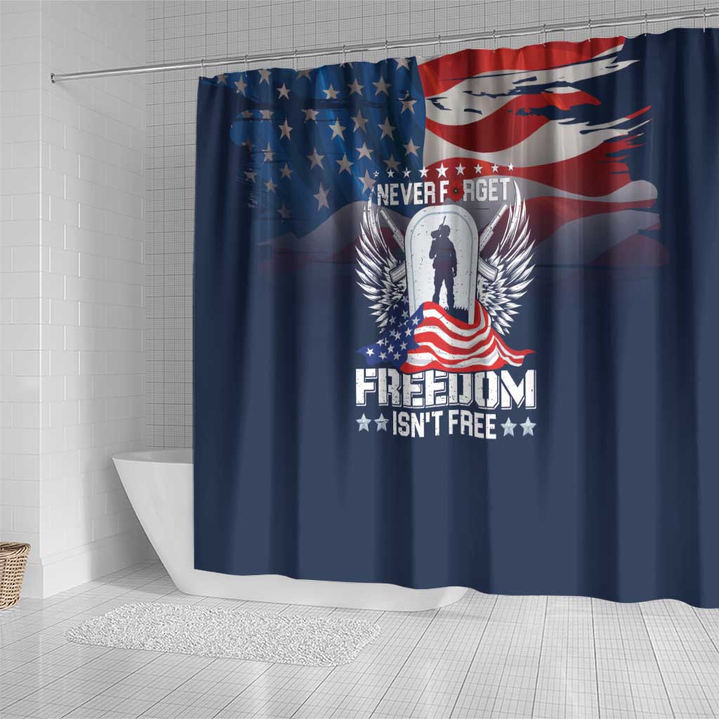 Never Forget Freedom American Memorial Day Shower Curtain