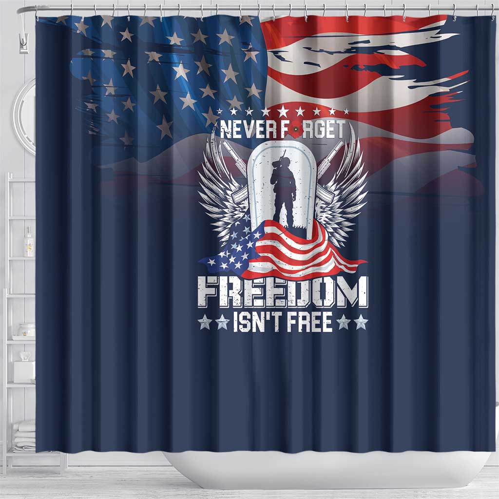 Never Forget Freedom American Memorial Day Shower Curtain