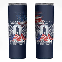 Never Forget Freedom American Memorial Day Personalized Skinny Tumbler