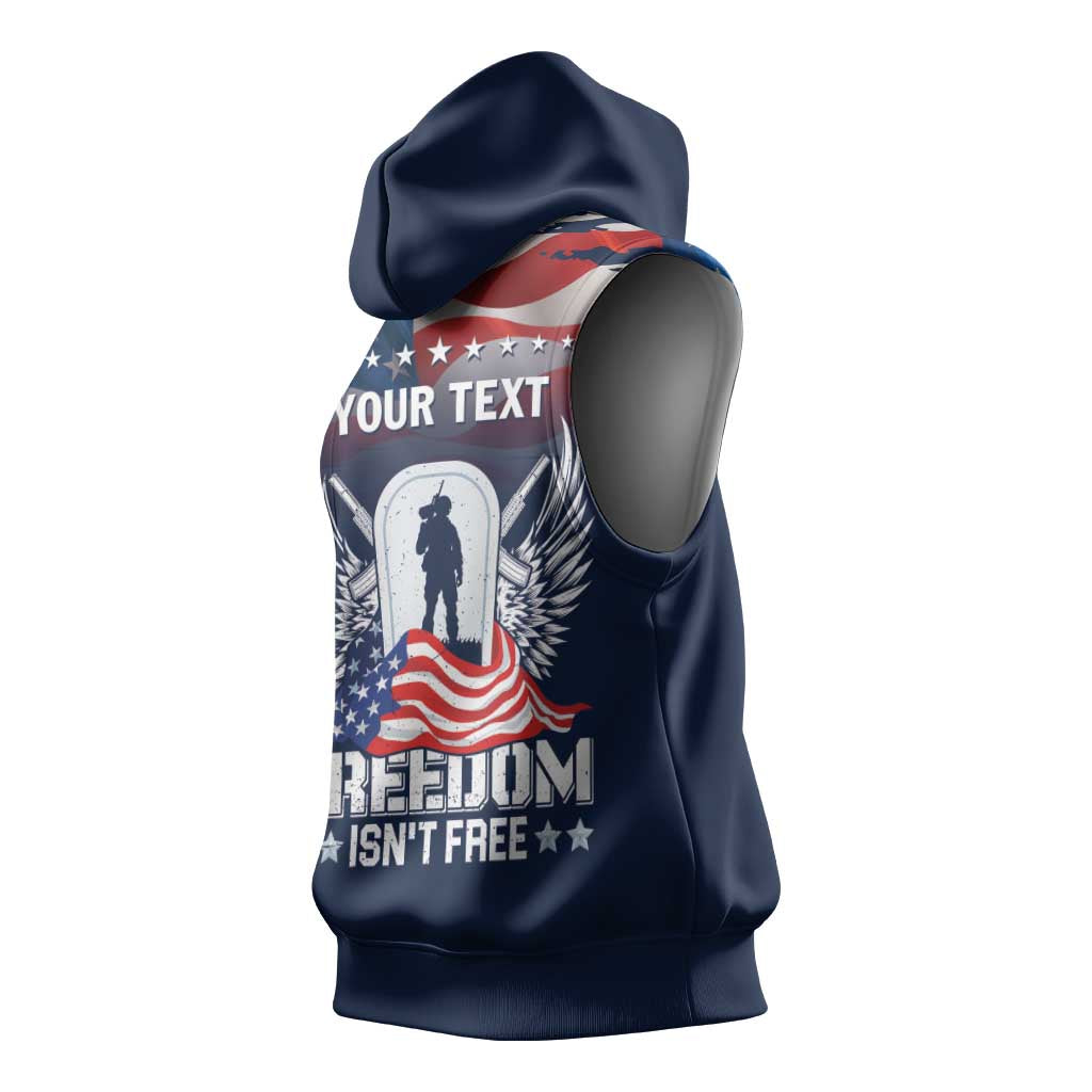Never Forget Freedom American Memorial Day Personalized Sleeveless Hoodie