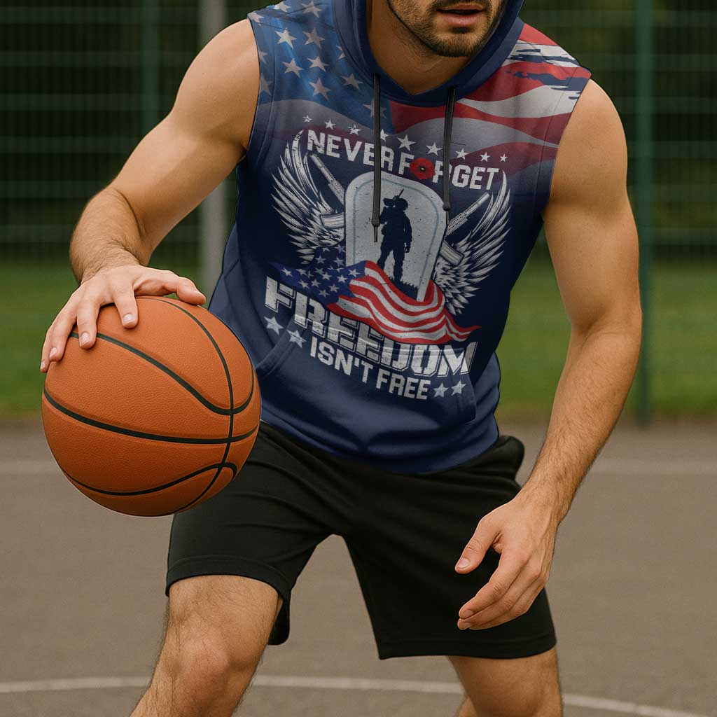 Never Forget Freedom American Memorial Day Personalized Sleeveless Hoodie