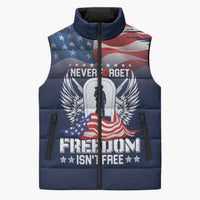 Never Forget Freedom American Memorial Day Personalized Sleeveless Puffer Jacket