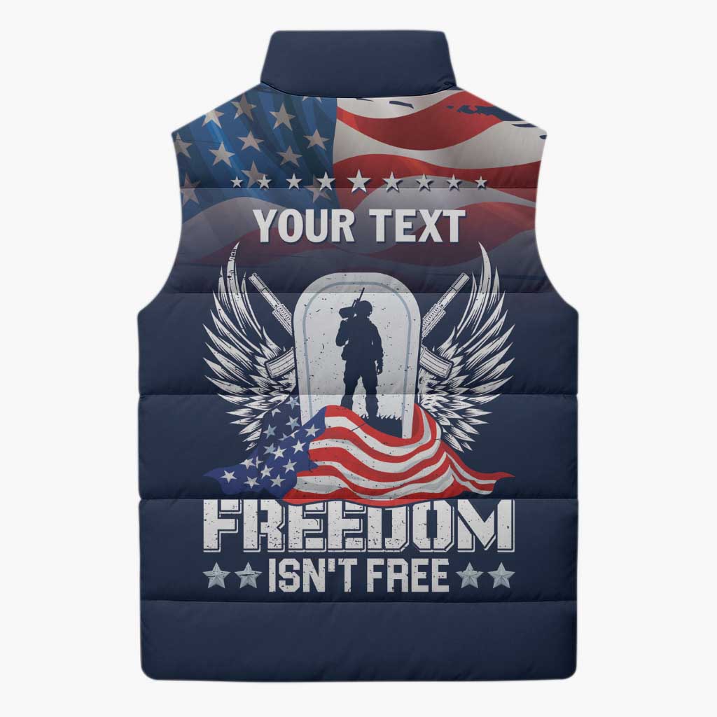 Never Forget Freedom American Memorial Day Personalized Sleeveless Puffer Jacket