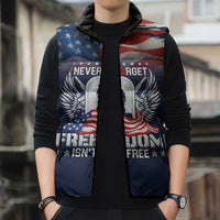 Never Forget Freedom American Memorial Day Personalized Sleeveless Puffer Jacket