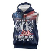 Never Forget Freedom American Memorial Day Personalized Sleeveless Zip Hoodie