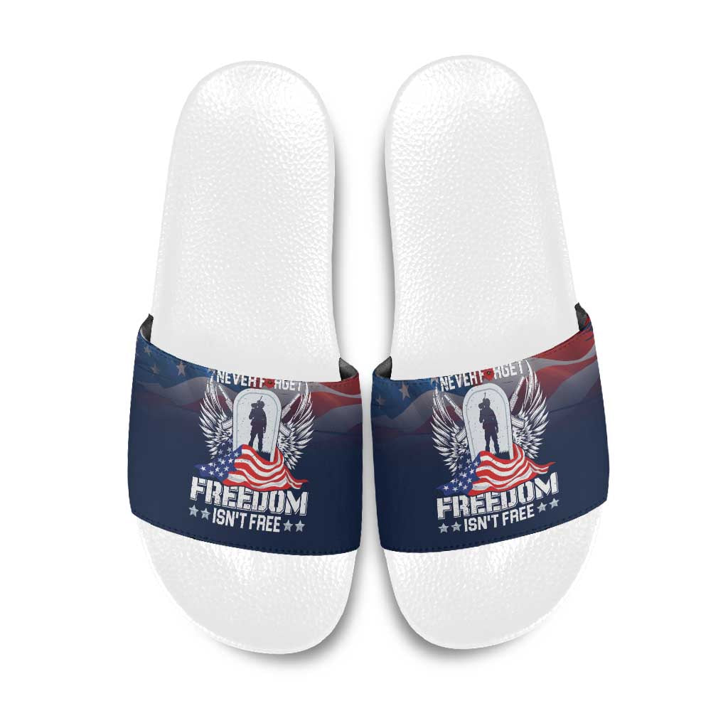 Never Forget Freedom American Memorial Day Slide Sandals