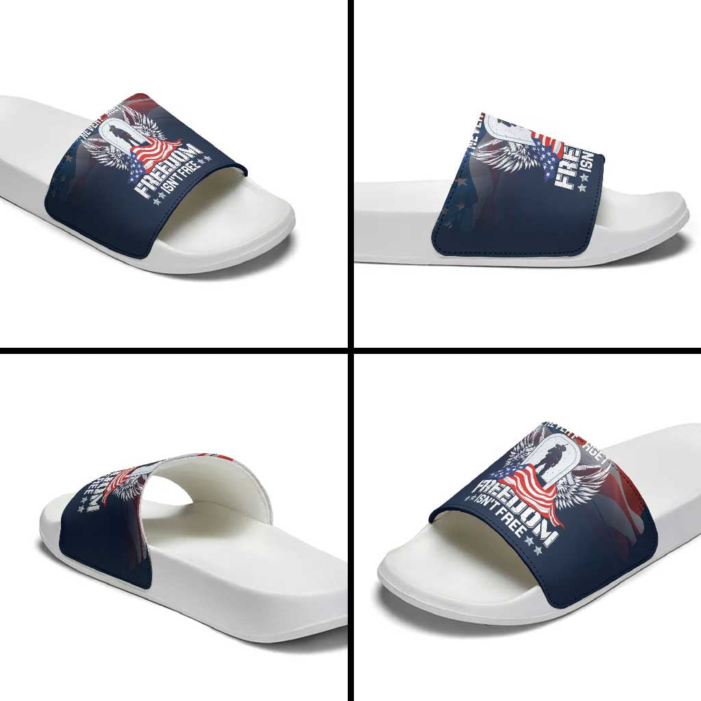 Never Forget Freedom American Memorial Day Slide Sandals