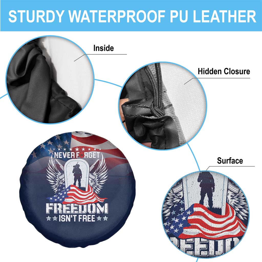 Never Forget Freedom American Memorial Day Spare Tire Cover