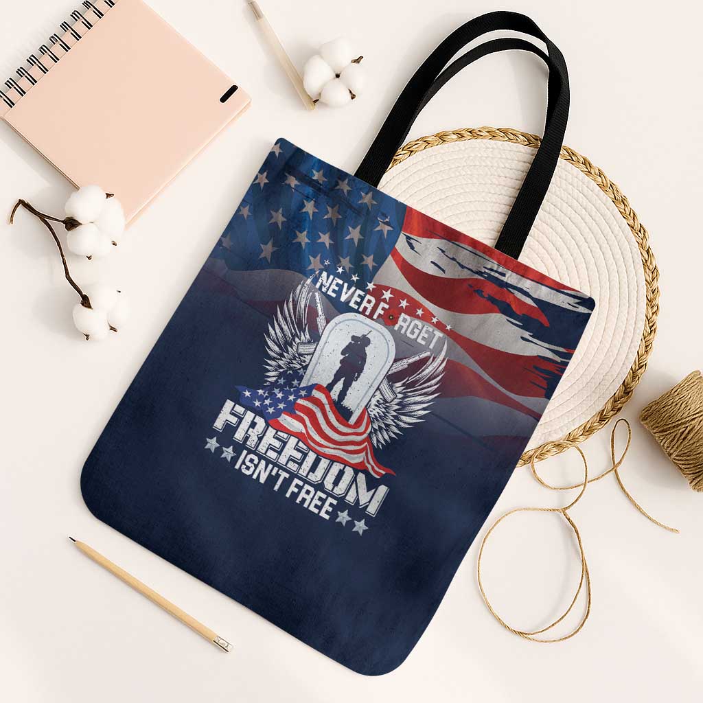 Never Forget Freedom American Memorial Day Tote Bag