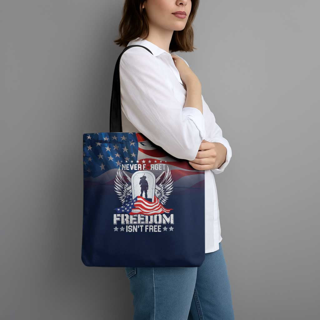 Never Forget Freedom American Memorial Day Tote Bag