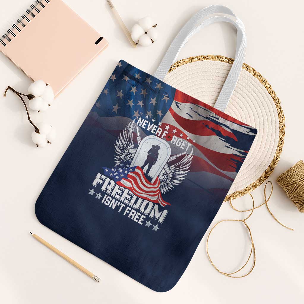 Never Forget Freedom American Memorial Day Tote Bag