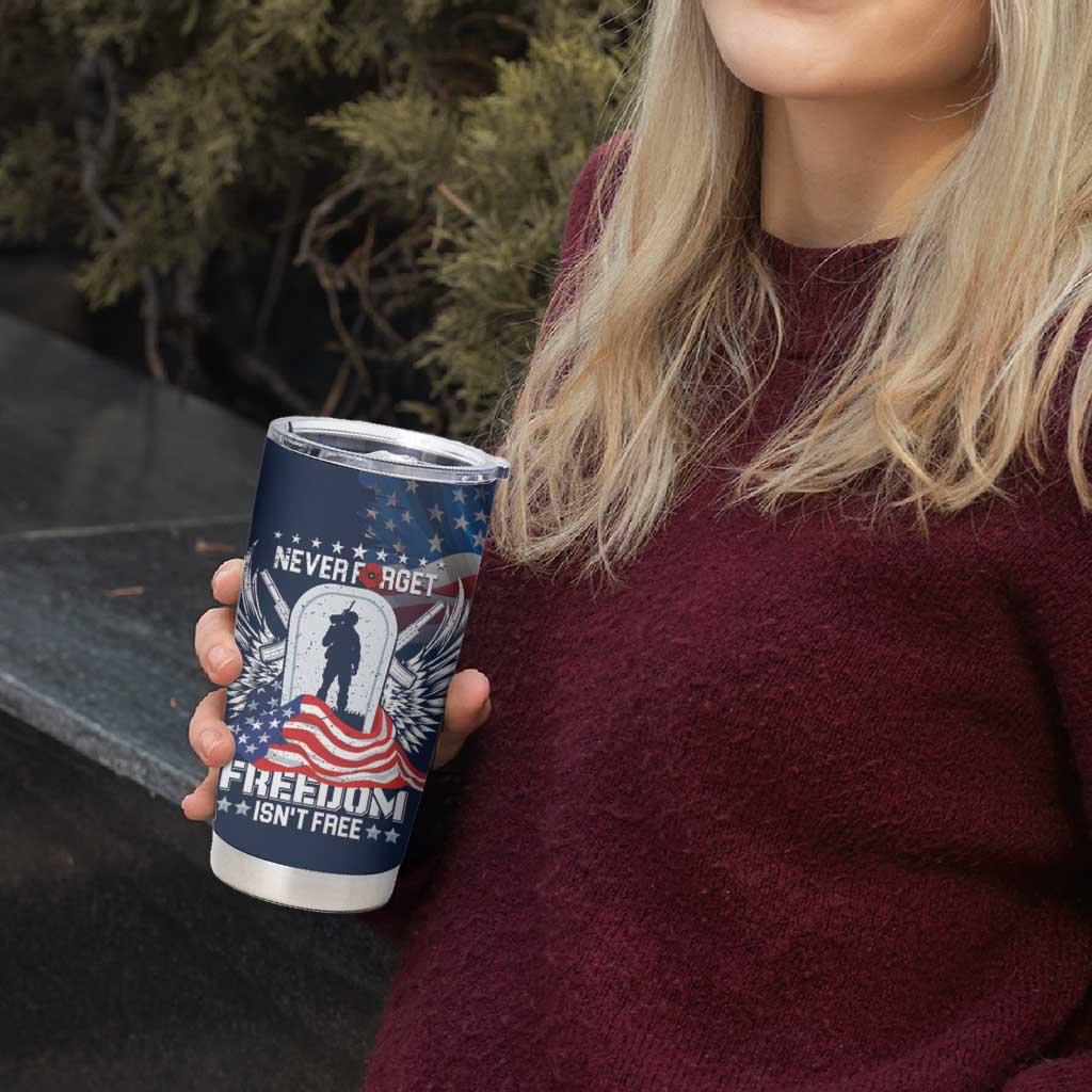Never Forget Freedom American Memorial Day Personalized Tumbler Cup