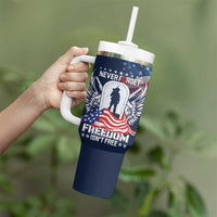 Never Forget Freedom American Memorial Day Personalized Tumbler With Handle