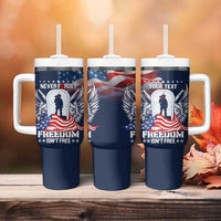 Never Forget Freedom American Memorial Day Personalized Tumbler With Handle