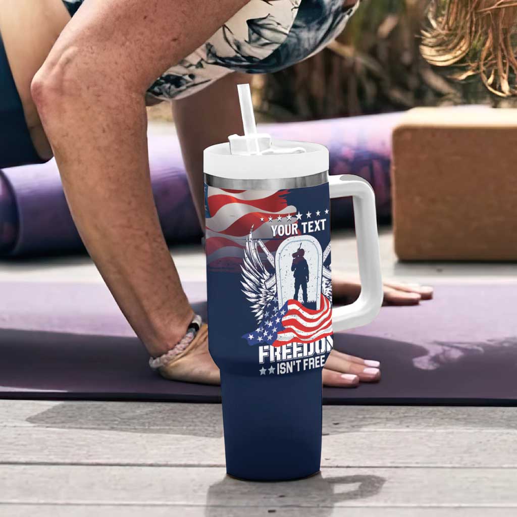 Never Forget Freedom American Memorial Day Personalized Tumbler With Handle