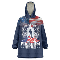Never Forget Freedom American Memorial Day Personalized Wearable Blanket Hoodie