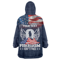 Never Forget Freedom American Memorial Day Personalized Wearable Blanket Hoodie