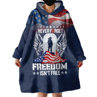 Never Forget Freedom American Memorial Day Personalized Wearable Blanket Hoodie