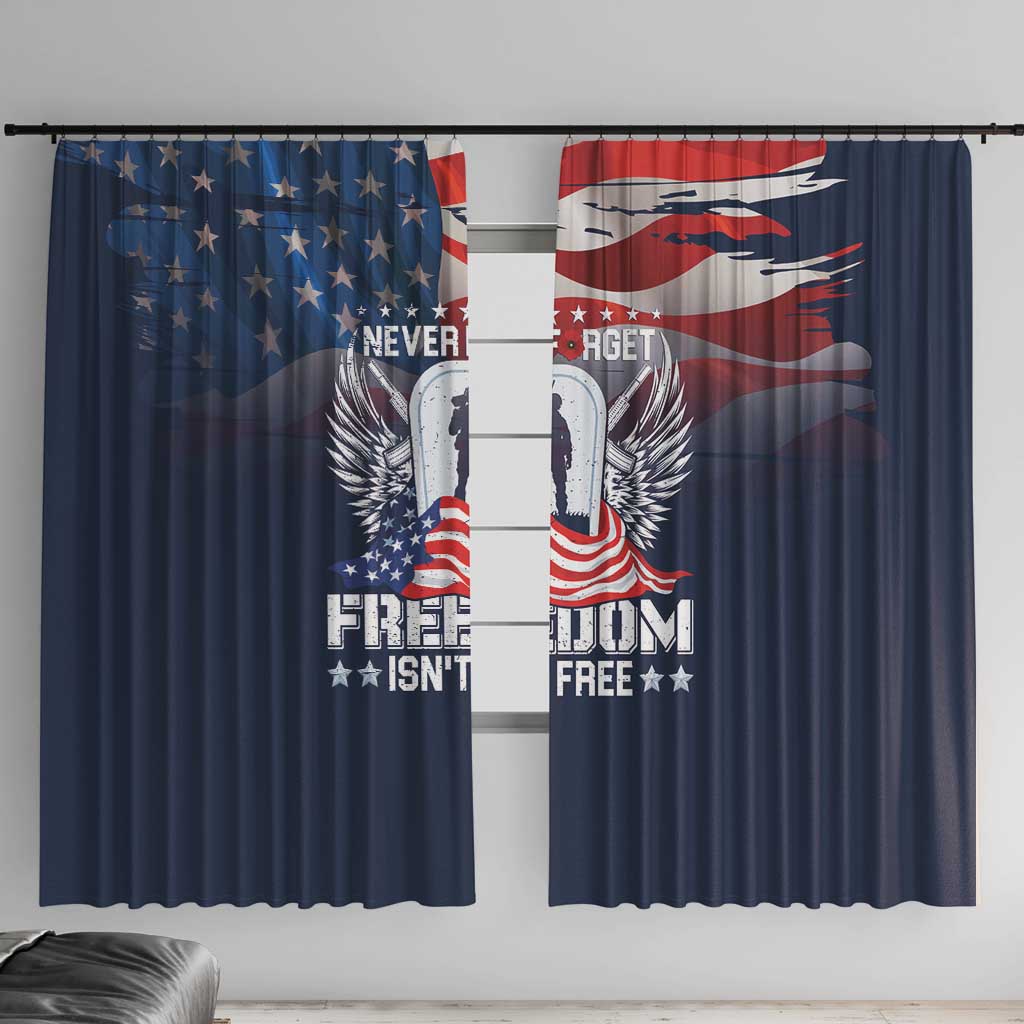 Never Forget Freedom American Memorial Day Window Curtain