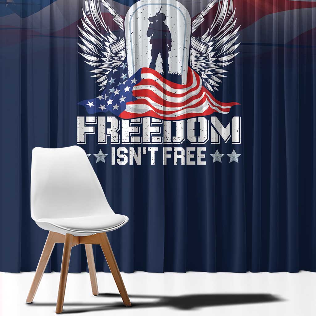 Never Forget Freedom American Memorial Day Window Curtain