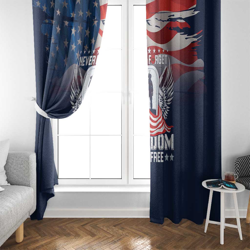 Never Forget Freedom American Memorial Day Window Curtain