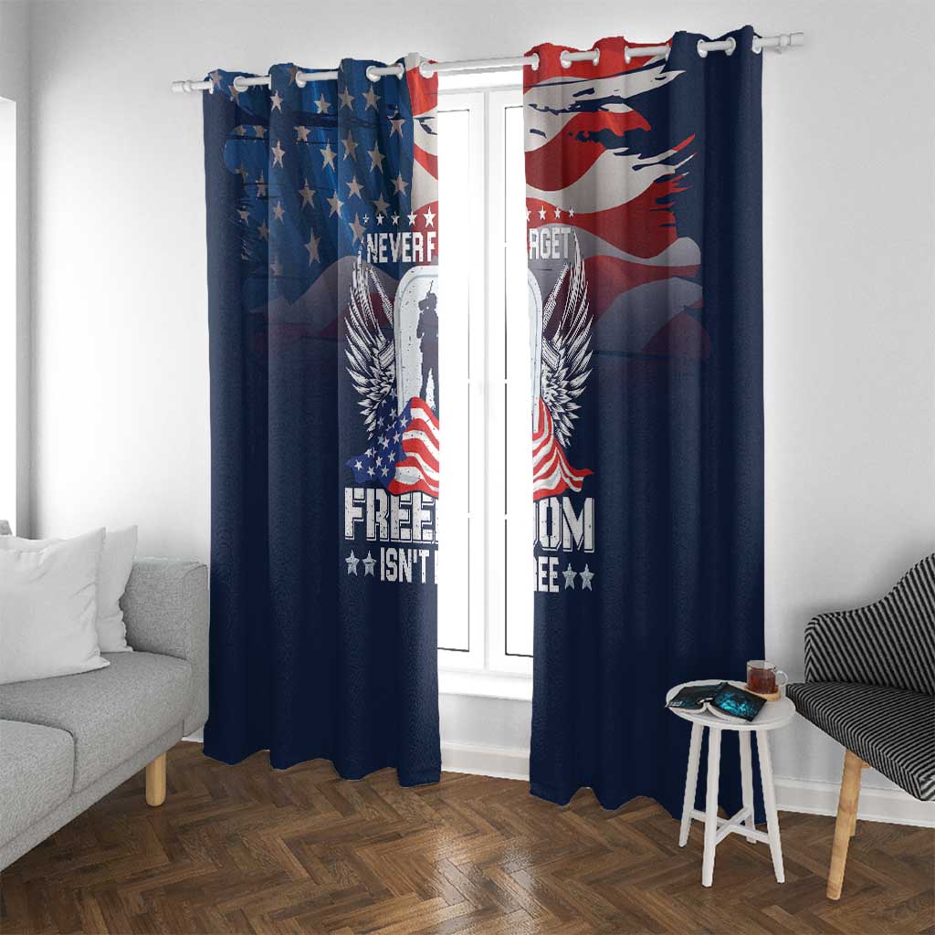 Never Forget Freedom American Memorial Day Window Curtain