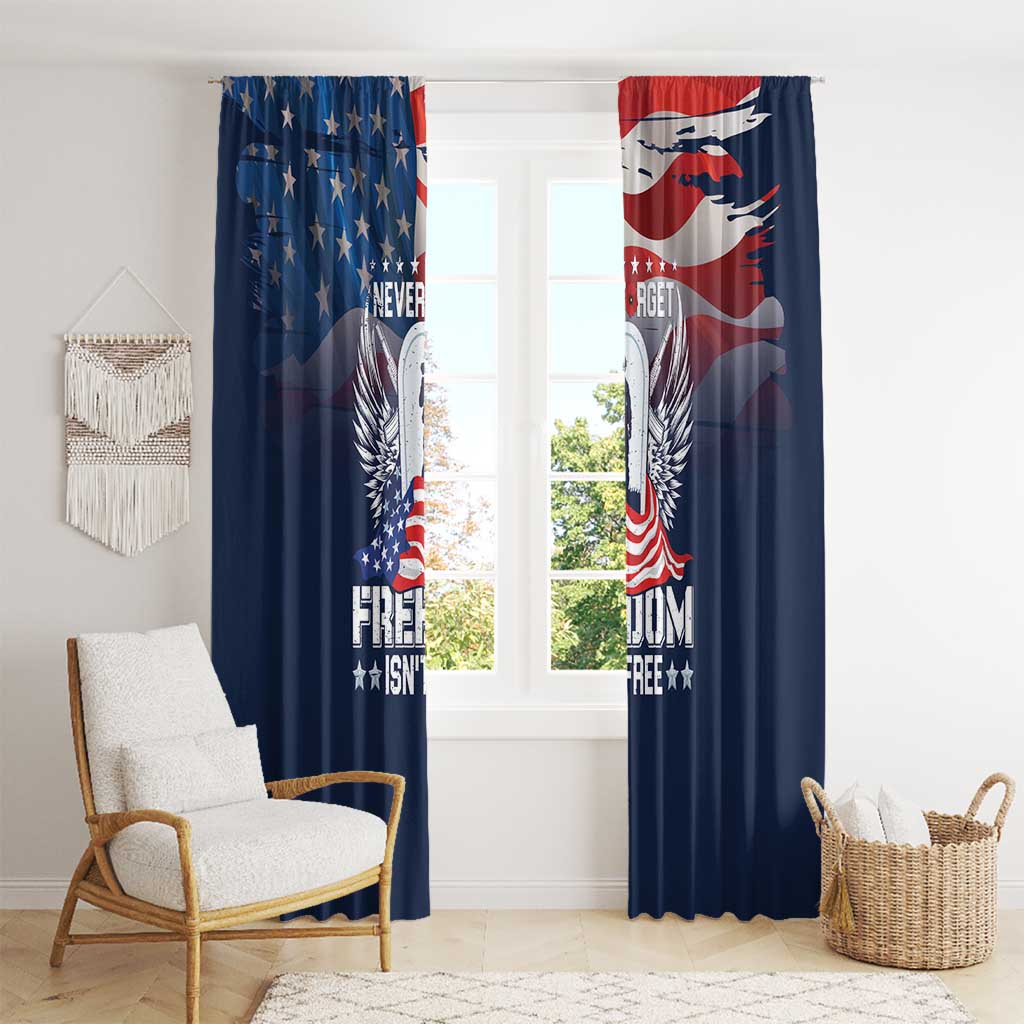 Never Forget Freedom American Memorial Day Window Curtain