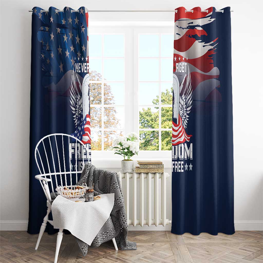 Never Forget Freedom American Memorial Day Window Curtain