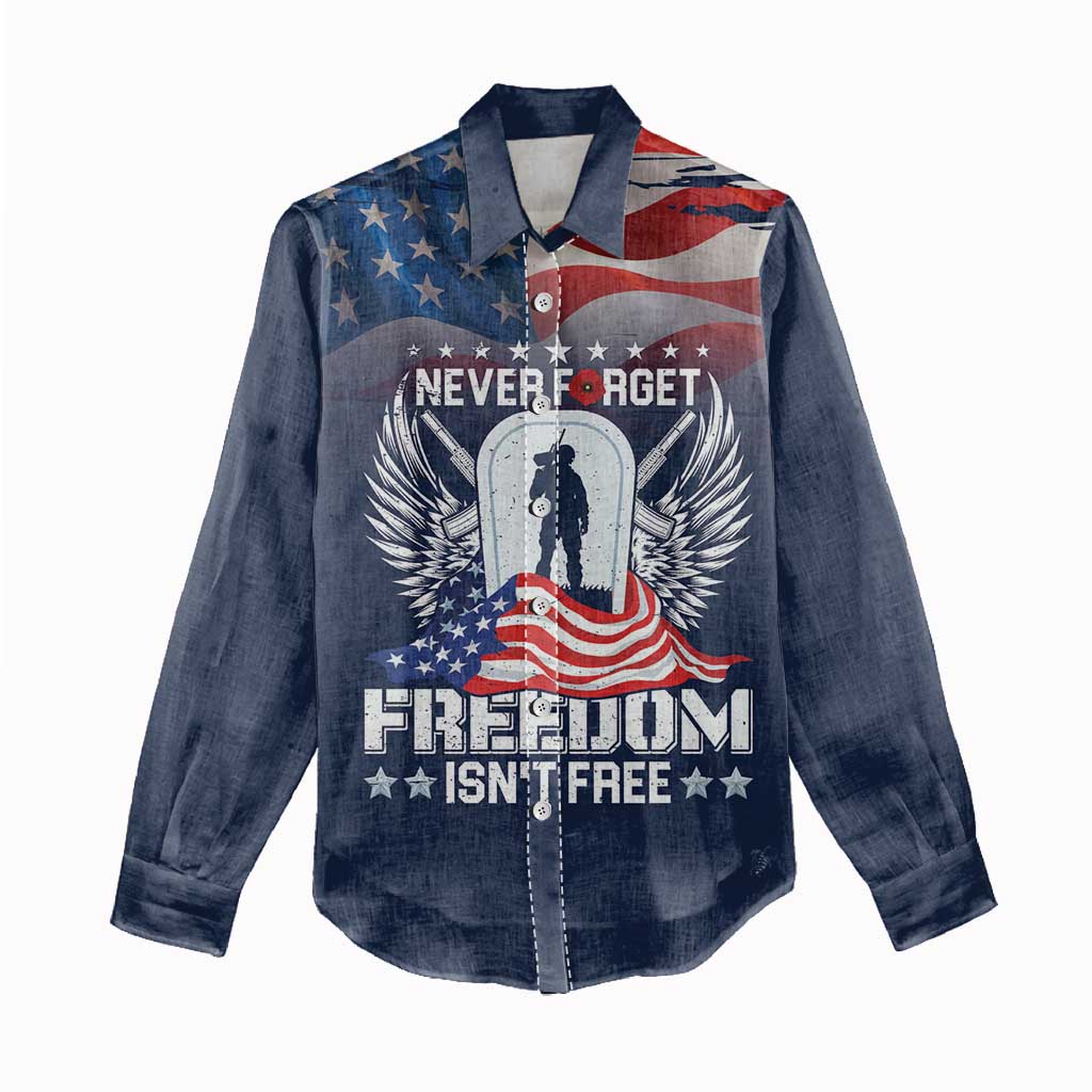 Never Forget Freedom American Memorial Day Personalized Women Casual Shirt