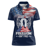 Never Forget Freedom American Memorial Day Personalized Women Polo Shirt