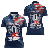 Never Forget Freedom American Memorial Day Personalized Women Polo Shirt