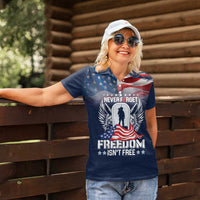 Never Forget Freedom American Memorial Day Personalized Women Polo Shirt