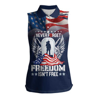 Never Forget Freedom American Memorial Day Personalized Women Sleeveless Polo Shirt