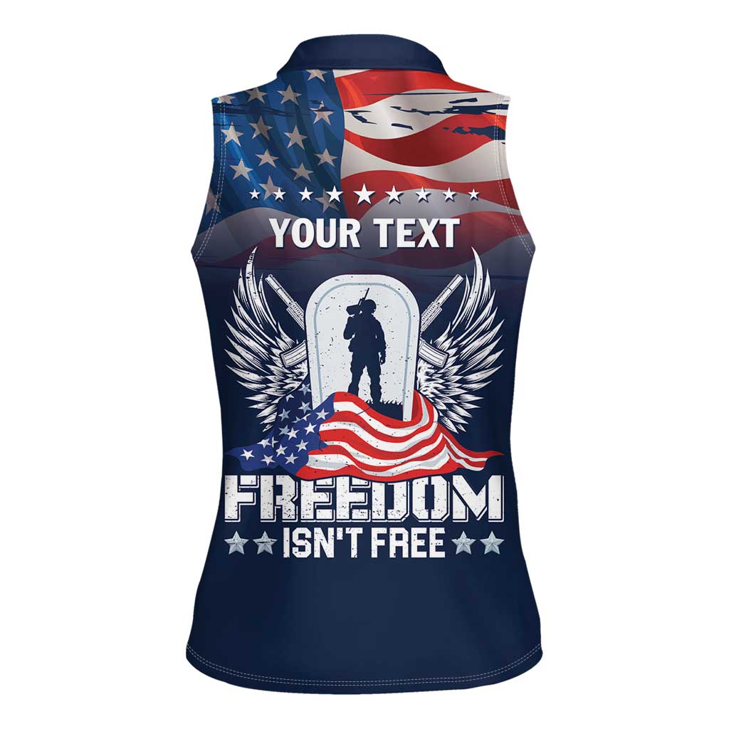 Never Forget Freedom American Memorial Day Personalized Women Sleeveless Polo Shirt