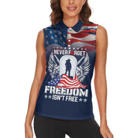 Never Forget Freedom American Memorial Day Personalized Women Sleeveless Polo Shirt