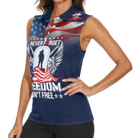 Never Forget Freedom American Memorial Day Personalized Women Sleeveless Polo Shirt