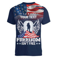 Never Forget Freedom American Memorial Day Personalized Women V-Neck T-Shirt