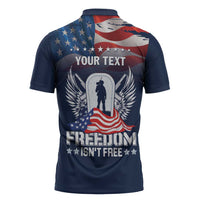 Never Forget Freedom American Memorial Day Personalized Zipper Polo Shirt