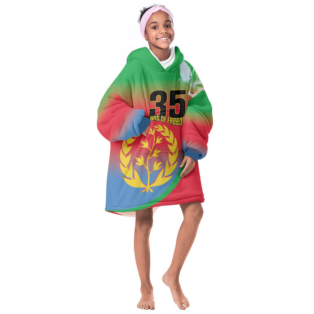Eritrea 35th Anniversary Kid Wearable Blanket Hoodie May 24 1991-2026 Proud To Be Eritrean