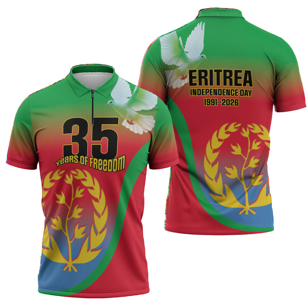 Eritrea 35th Anniversary Zipper Polo Shirt May 24 1991-2026 Proud To Be Eritrean