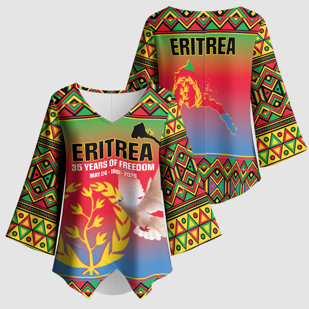 Eritrea 35 Years Of Independence Kimono Sleeve Blouse 1991-2026 Freedom Legacy Pride