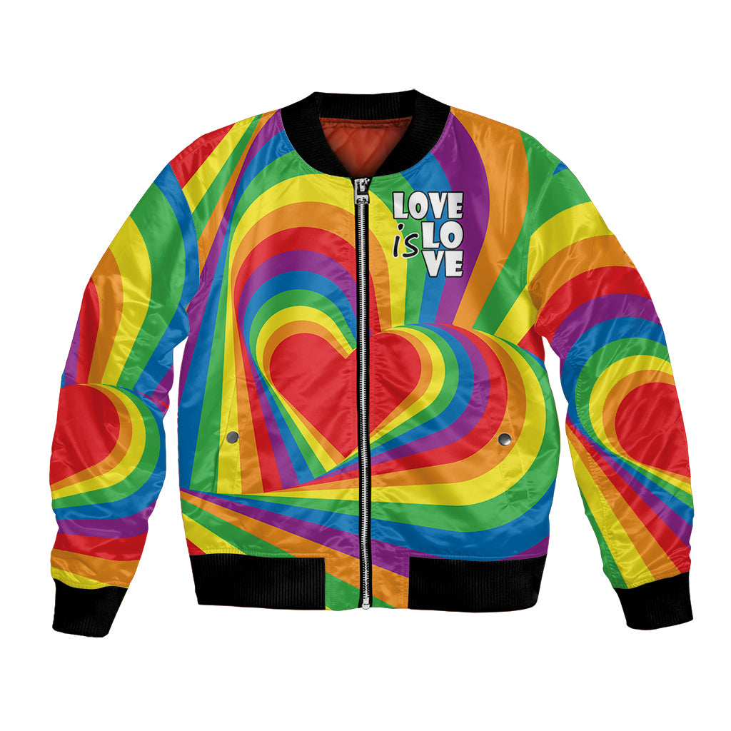 Pride LGBT Love is Love Bomber Jacket Rainbow Vibe LT9 - Wonder Print Shop